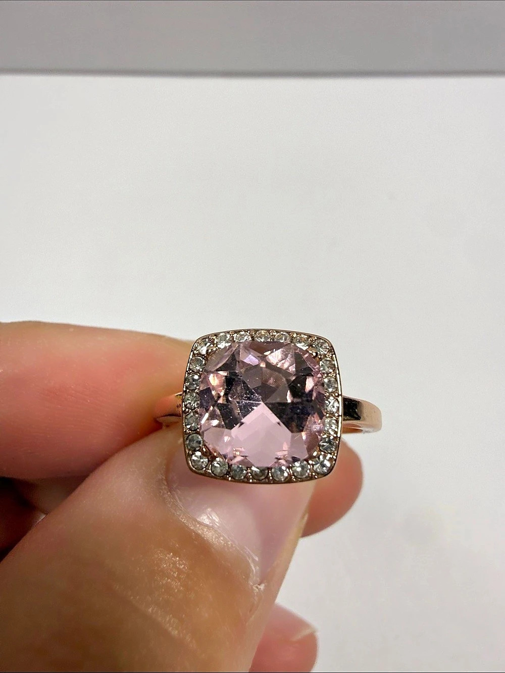 Pink Cushion-Cut Halo Ring Like New size 6